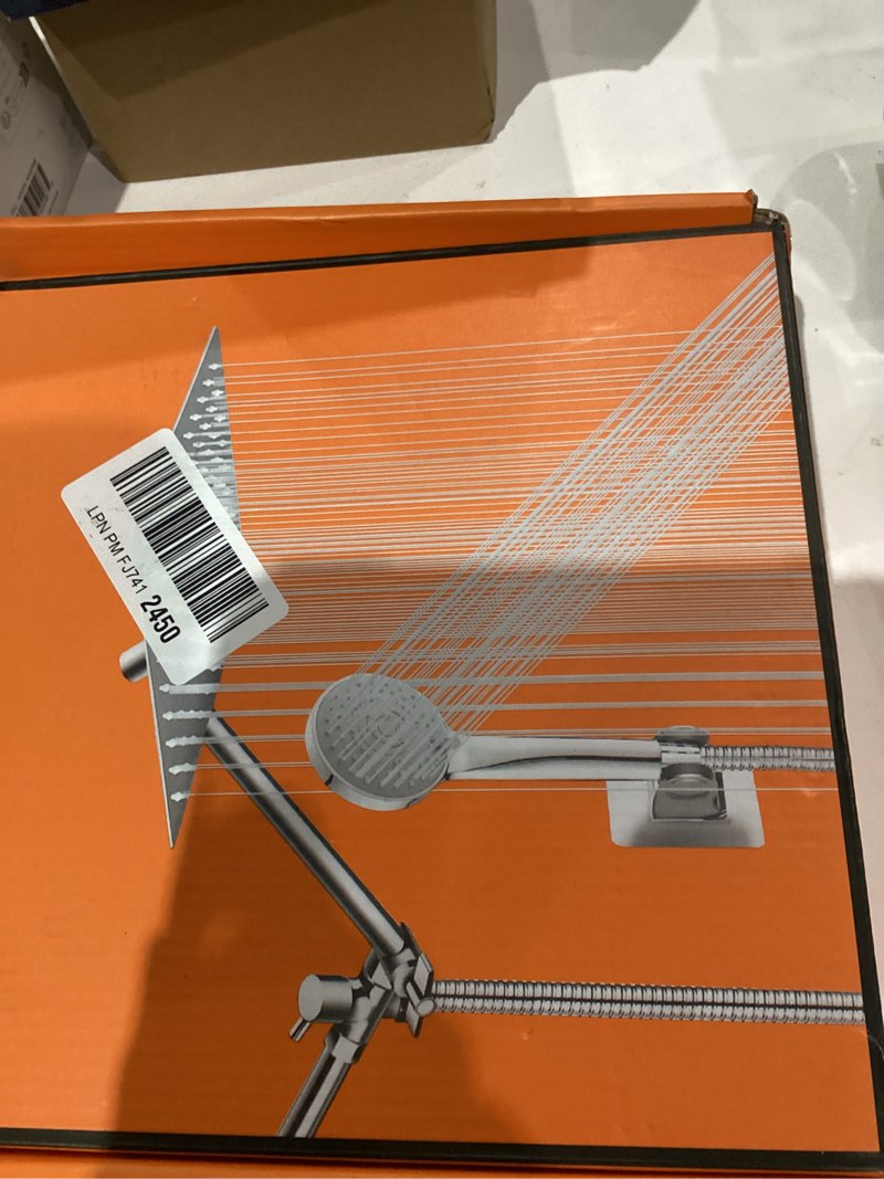 Condition photo showing As Is for High Pressure Rainfall Shower Head with Handheld Spray Combo – 5 Spray Modes, 10" Rain Shower, Anti-Clog Nozzles, Rust-Resistant Chrome Plating & Brass, Flexible Extension Arm Chrome 10 Inch