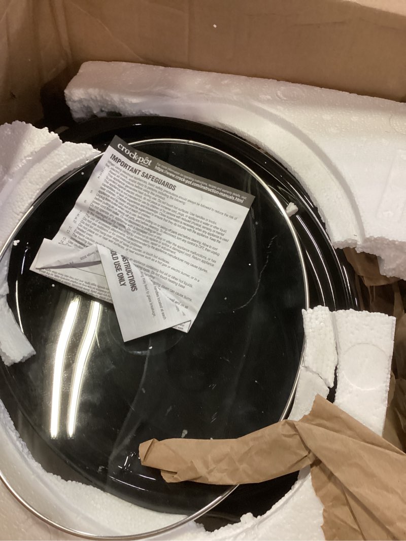 Condition photo showing As Is for Crock-Pot Large 8-Quart Programmable Slow Cooker with Auto Warm Setting Black Stainless Steel