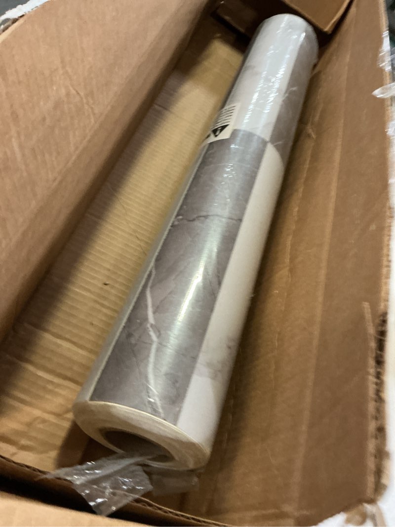 Condition photo showing New/Like New for Peel and Stick Floor Tile Vinyl Flooring Roll Self Adhesive 23"x 393"/64 Sq.Ft Linoleum Laminate Flooring Roll Grey&White Marble Color Waterproof Floor Sticker for Home Room Improvement 23.6"W x 393"L roll