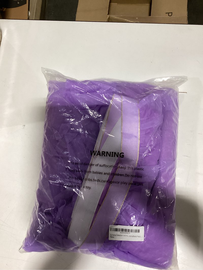 Condition photo showing New/Like New for Suppromo Purple Tulle Table Skirt Baby Shower Table Cloth for Rectangle Tables or Round Tables Purple Tutu Table Skirt for Girls Mermaid Elephant Butterfly Birthday Party Cake Dessert Decorations Purple 108" x 30" (9FT)
