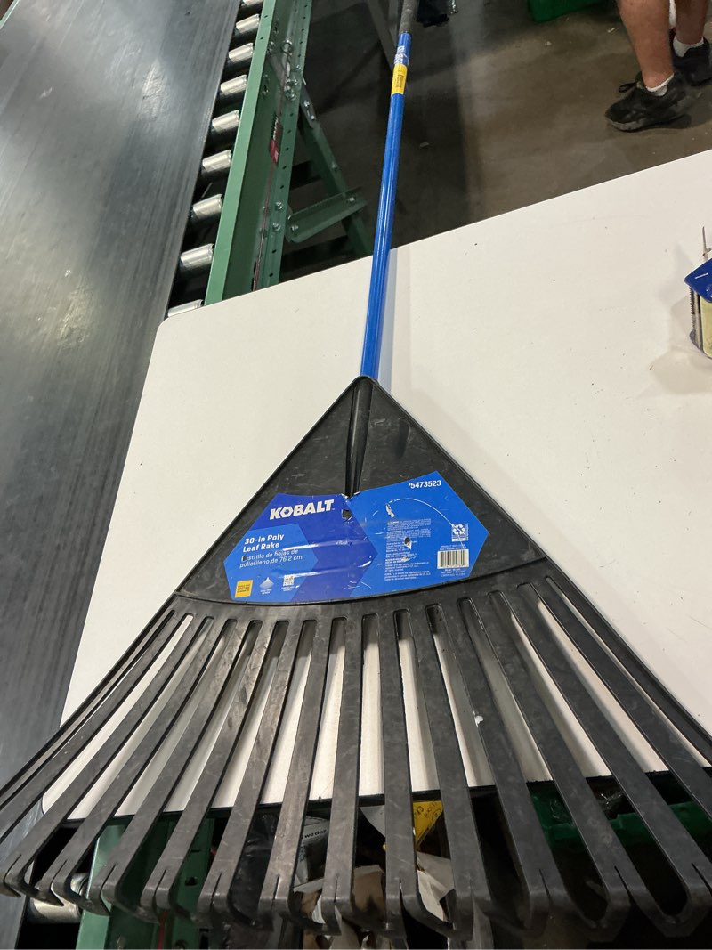 Condition photo showing As Is for kobalt 30-in plastic lawn and leaf rake with fiberglass handle