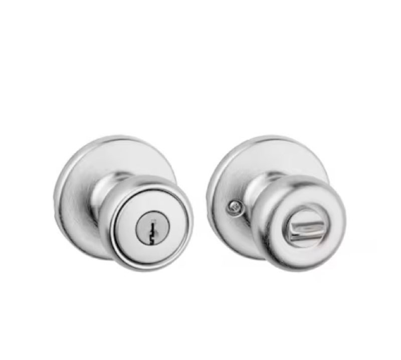 Kwikset Mobile Home Tylo Satin Chrome Exterior Keyed Entry Door Knob