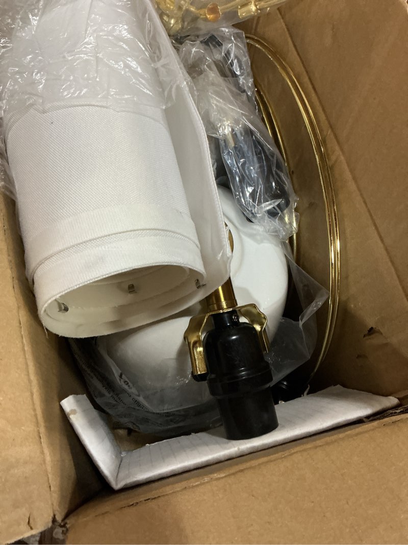 Condition photo showing New/Like New for pusu 22 inch white ceramic table lamps set of 2, fabric lampshade living room office desk lamp, e26 socket rotary switch lighting for bedroom, nightstand, reading, office, study, corner, home decor h22" white ceramic + white shade (2 pack) h22 × ?12.2 inch