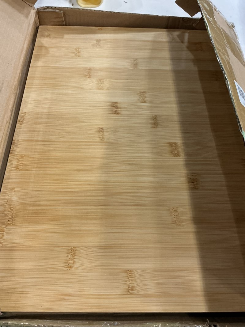 Condition photo showing Good Condition for bamboo cutting board with lip, 17.3"x13.4" bamboo wood over the counter sink cutting board kitchen serving board with counter edge,perfect for vegetables, fruits, meats, cheeses