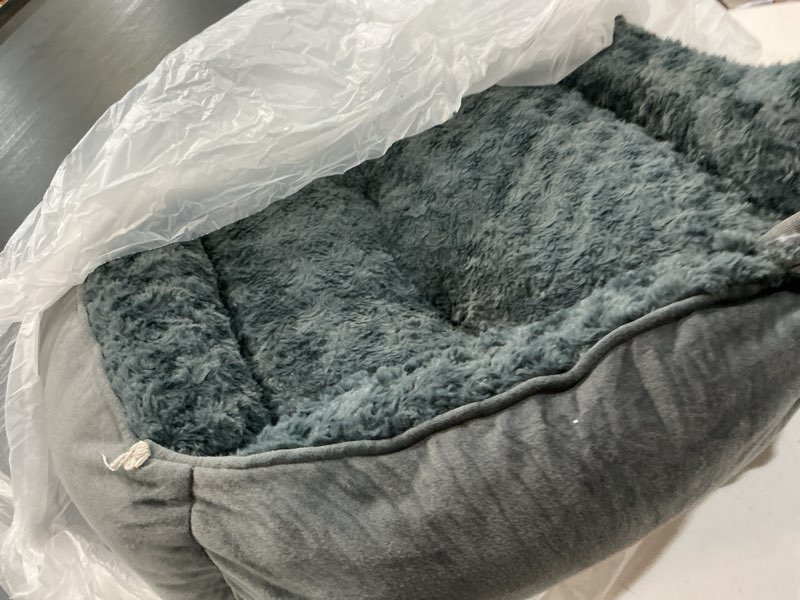 Condition photo showing Good Condition for invenho rectangle washable orthopedic dog bed for small, medium and large dogs, soft calming, sleeping puppy bed durable pet cuddler with anti-slip bottom, s (20"x19"x6") s(20"x 19"x 6") grey