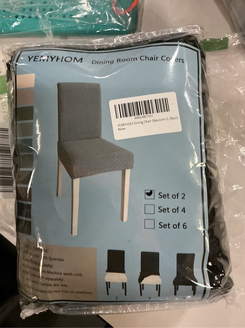 Condition photo showing Good Condition for YEMYHOM 2 Packs Latest Checkered Dining Chair Slipcover Parsons Chair Furniture Protector Stretch Chair Covers for Dining Room, Restaurant, Kitchen, Party (Black) 2 Packs - Dining Chair Black