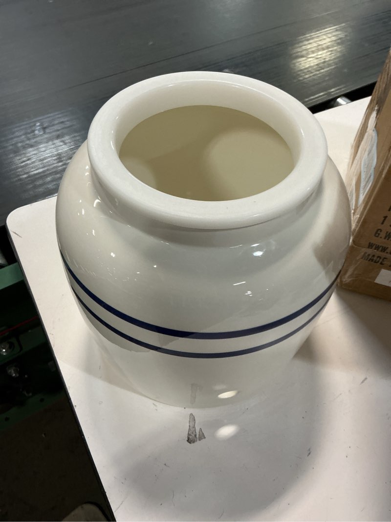 Condition photo showing Good Condition for New Wave Enviro Porcelain Water Dispenser, Classic Blue Stripe Classic Blue Stripe Porcelain