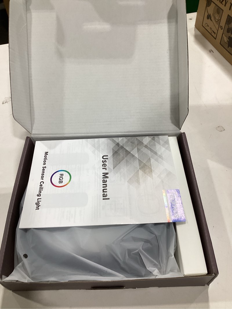 Condition photo showing New/Like New for 2 pack rechargeable ceiling light bundle, waterproof shower light with motion sensor, 1x 3-cct white & 1x rgb color changing for bathroom, garage, closet