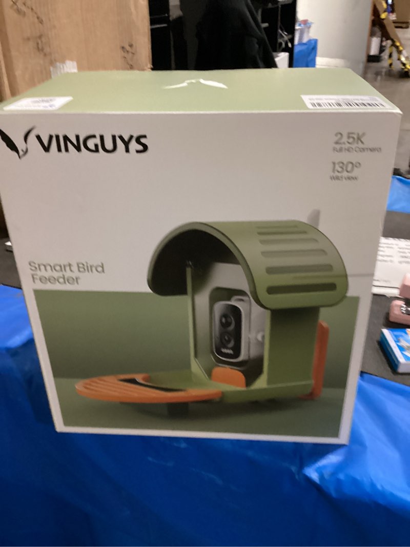 Condition photo showing New/Like New for VINGUYS® Bird Feeder with Camera, Smart Bird Feeder Camera AI Identifies 11,000+ Bird's Species, Auto-Capture 2.5K UHD Bird's Video, IP66 Waterproof Outdoor Solar Powered, Ideal Gift Green