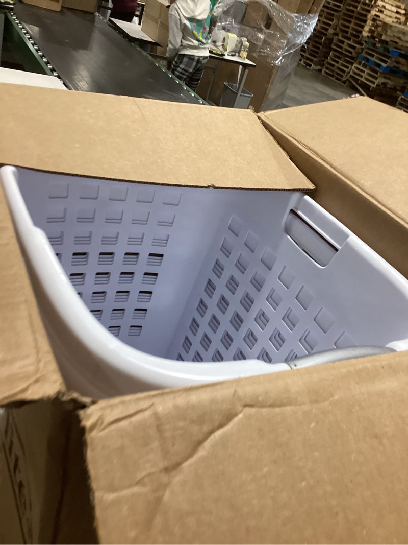 Condition photo showing Good Condition for sterilite ultra easy carry laundry hamper, comfort handles to easily carry clothes between the bedroom and laundry room, plastic, white, 4-pack white 4 pack