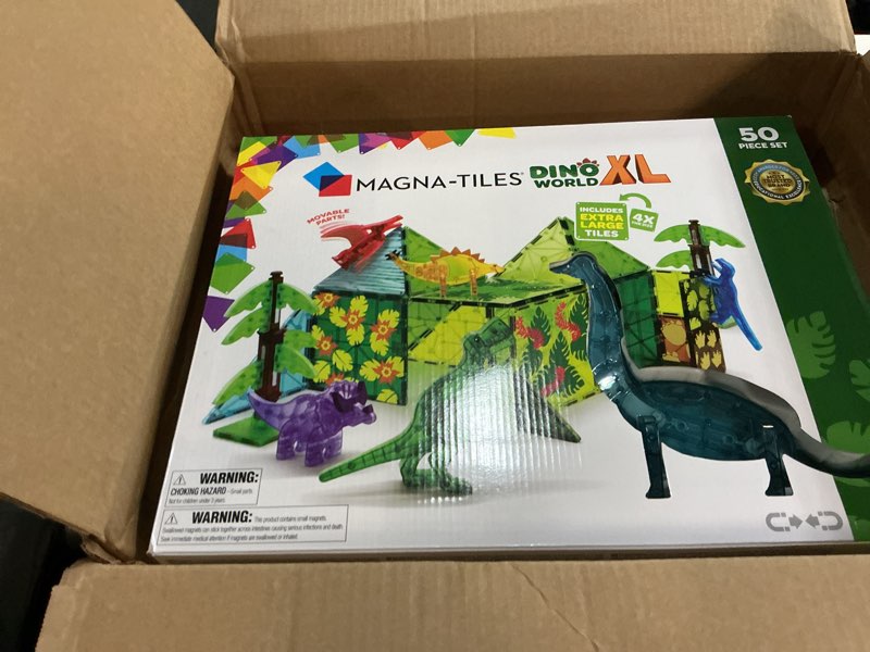 Condition photo showing New/Like New for magna-tiles dino world xl 50-piece magnetic construction set, the original magnetic building brand