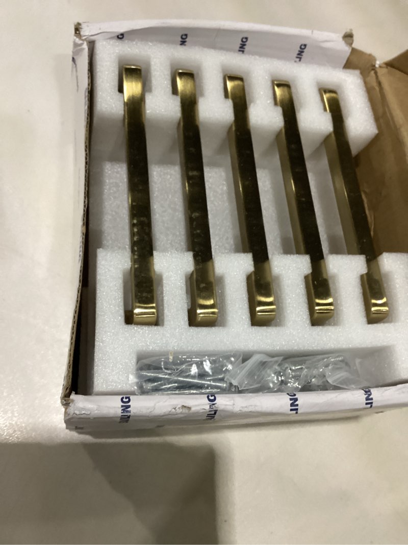 Condition photo showing As Is for SAILING 10 Pack Cabinet Handles-5"/128mm Screw Spacing Champagne Bronze Furniture Hardware Handles for Kitchen Cabinets Bedroom Dresser Wardrobe Cabinet Pulls Champagne Bronze 5"(128mm)Hole Center-10Pcs