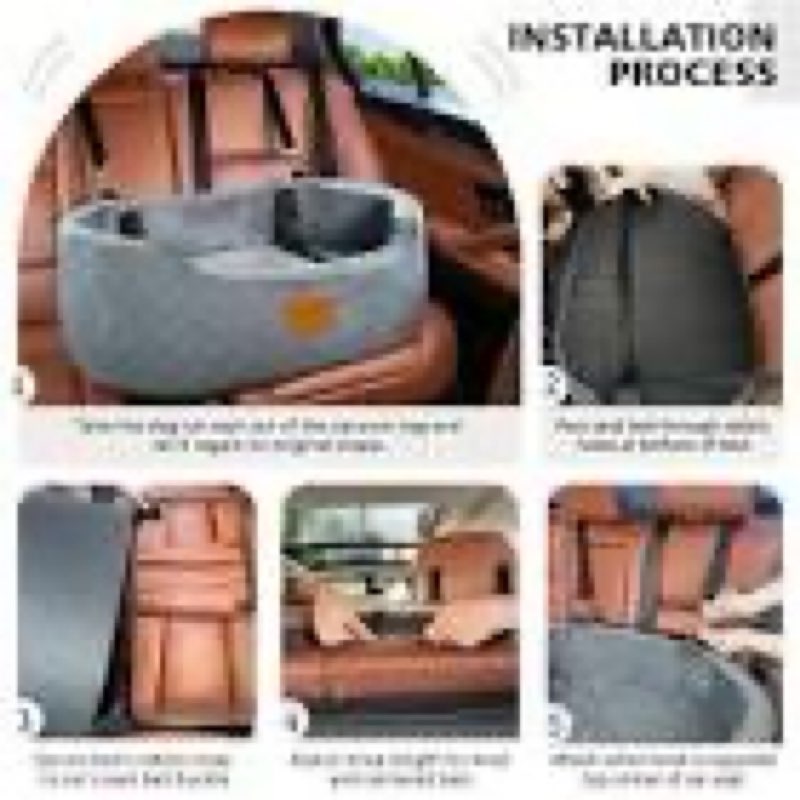 Dog Car Seat for Medium Dogs Up to 50 lbs, Pet Booster Seat for Cars SUVs and Trucks, Travel Dog Bed with Safety Strap, Thick Cushion, Non-Slip Base, Washable and Portable (grey)