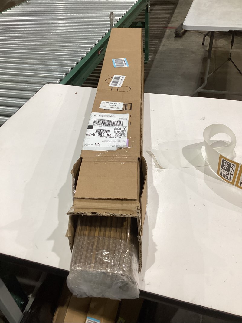 Condition photo showing New/Like New for LazBlinds No Tools No Drill Cordless Bamboo Roman Shades, Light Filtering Window Treatment, Roll Up Bamboo Blinds for Windows 35.5'' W x 48'' H, Eastfield Teak Light Filtering-eastfield Teak 35.5" W x 48" H