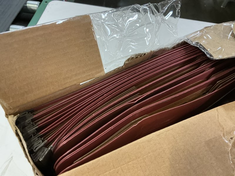 Condition photo showing As Is for Blue Summit Supplies 10 Red Classification Folders, 3 Dividers, Letter Size with 2 Inch Tyvek Expansions, 8 Section Brick Red Classification Folder, 10 Pack