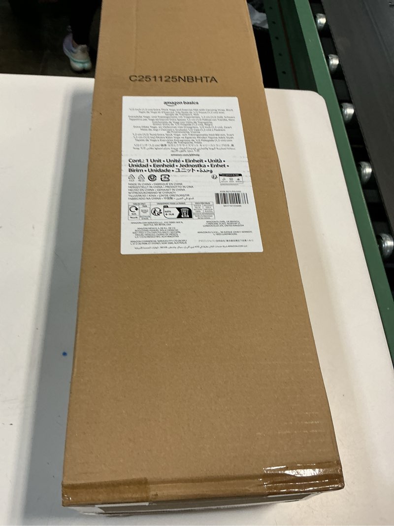 Condition photo showing New/Like New for amazon basics extra thick exercise yoga mat with carrying strap black 1/2 inch