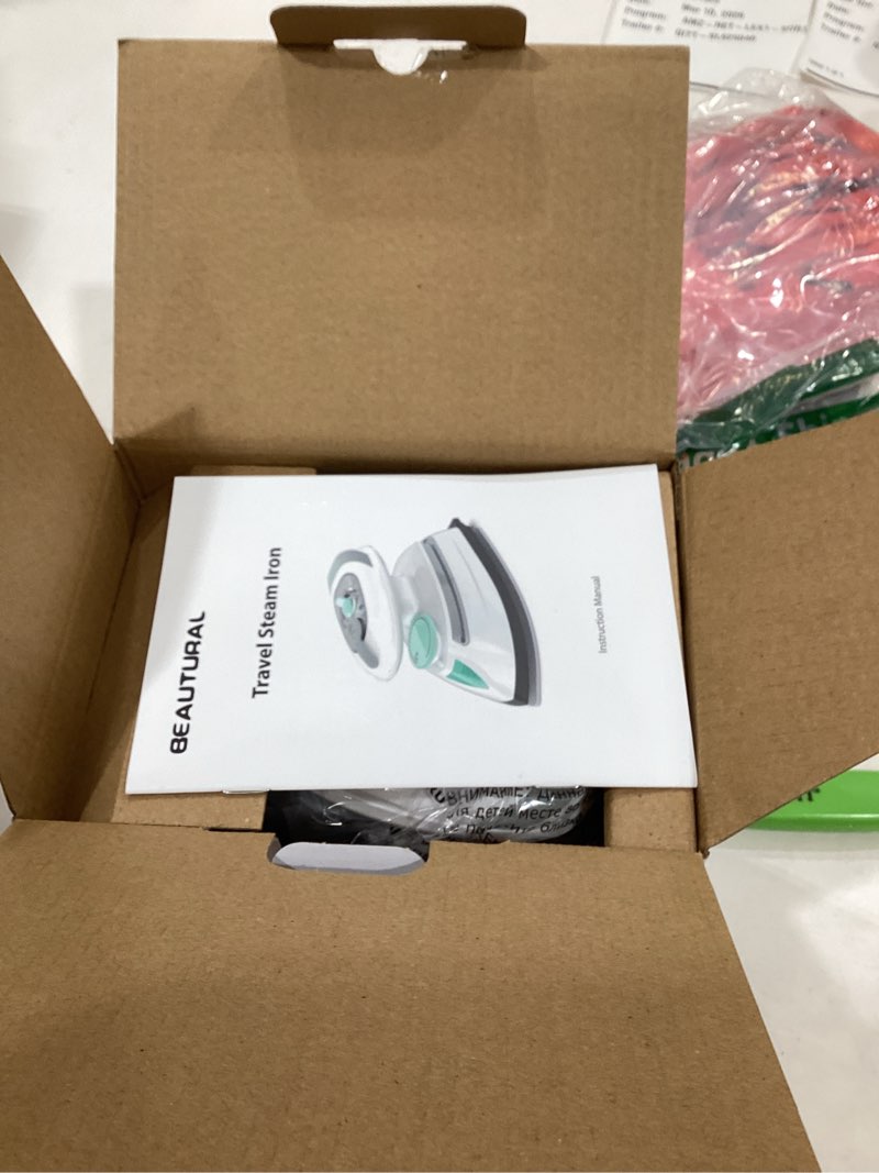 Condition photo showing New/Like New for BEAUTURAL Mini Travel Steam Iron for Clothes with Dual Voltage, Temperature Control, Non-Stick Soleplate and Cord Storage, Ideal for Sewing, Quilting and Handcraft White