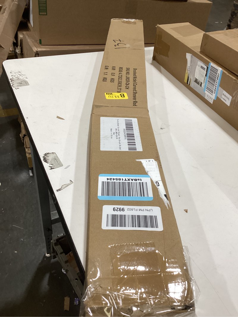 Condition photo showing Good Condition for Curved Shower Curtain Rod For Bathroom 38-72 Inches, Adjustable Length, Curved Shower Rod, Metal Rods&Brackets, Round Shower Curtain Rods, Rotate Bracket For Large Shower Space, Need Drilling, Nickle Brush Nickel