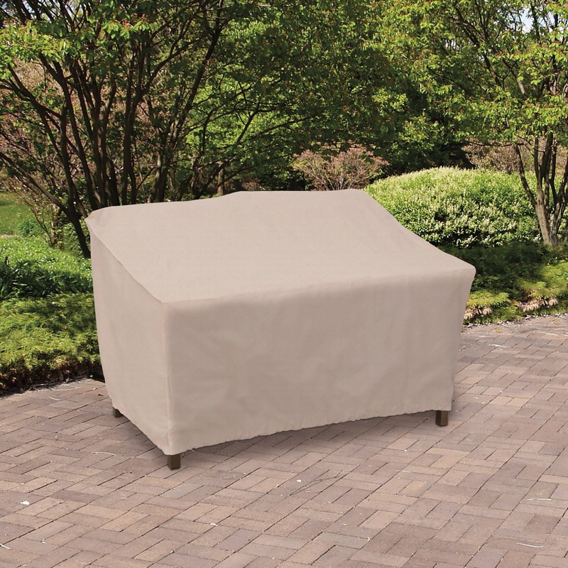 style selections tan polyester patio furniture cover for loveseat