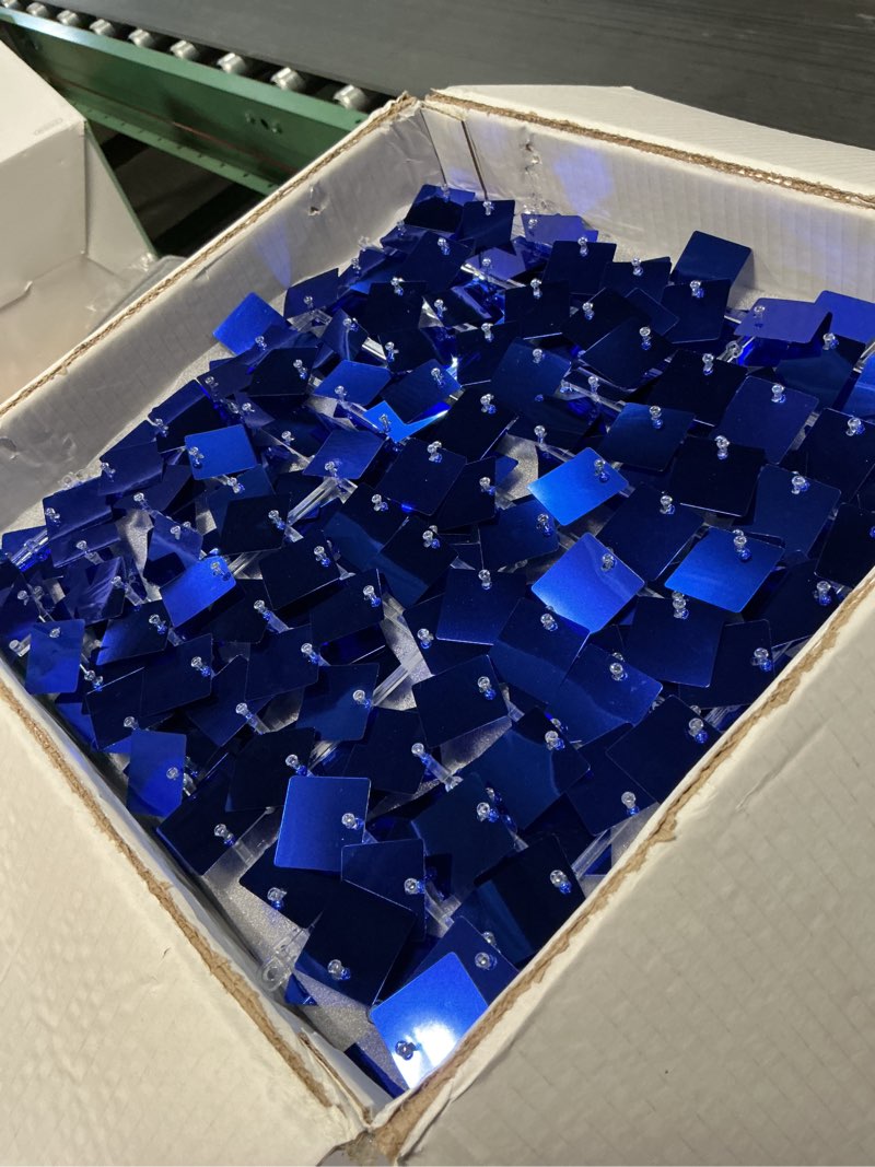 Condition photo showing Good Condition for cokaobe blue shimmer wall backdrop, 36pcs square sequin shimmer backdrop panel, photo backdrops for birthday, anniversary, wedding, graduation & bachelorette party decoration dark blue 36pcs