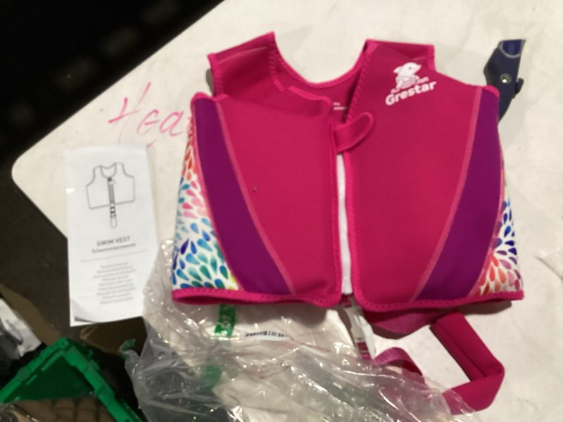 Condition photo showing New/Like New for kids swim vest toddeler floaties, swim floatation jacket training vest for boys girls age 2-9, neoprene swimming aid with adjustable buoyancy & safety strap pink l(6-9yrs/66-77lbs)