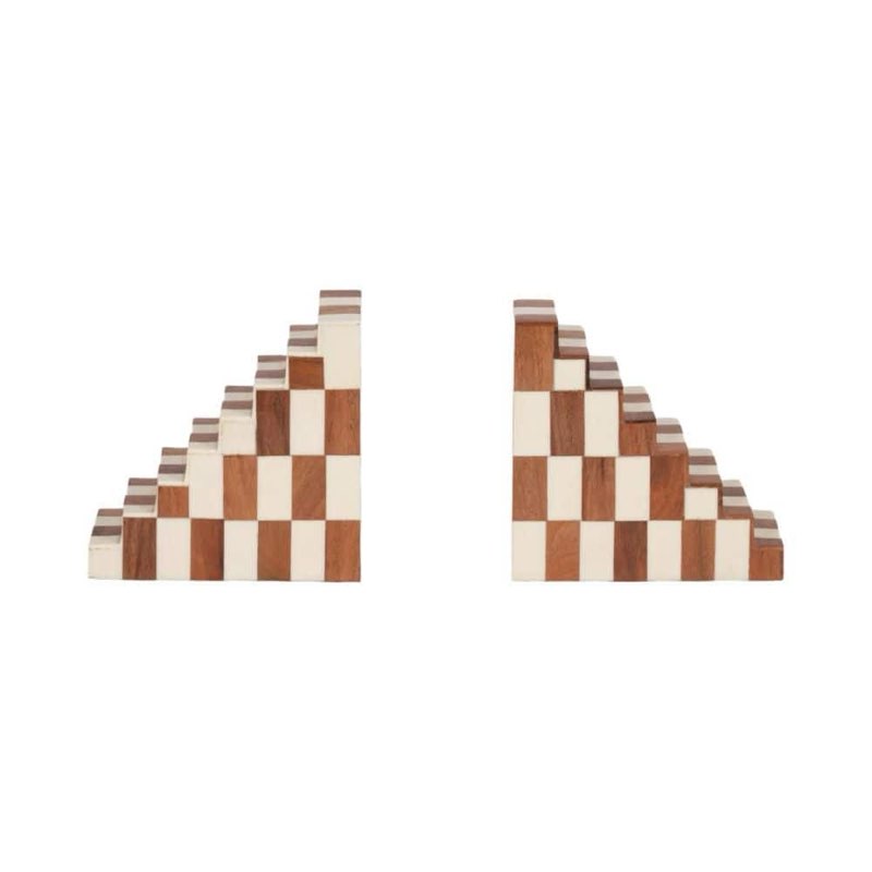 Sagebrook Home Resin, S/2 6" Steps Bookends, Ivory/Natural