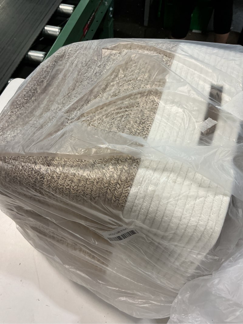 Condition photo showing Good Condition for oiahomy 13 kallax inch cube storage bins, 3-pack cotton rope woven baskets for organizing, kallax insert storage baskets for shelves, baby nursery, closet organizer, 13*13*12.6in, gradient brown gradient brown 13x13x12.6in