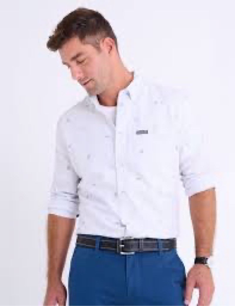 (size m)long sleeve peached heather chest stripe shirt