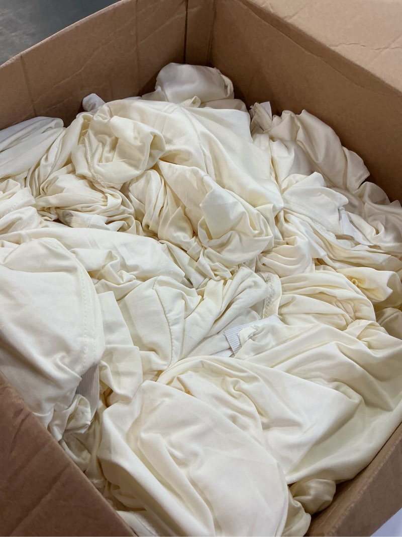 Condition photo showing As Is for LIUJIAYI 50 Pcs Ivory Stretch Chair Covers - Premium Polyester Spandex Slipcovers for Wedding, Party, Banquet, Dining & Event Chairs Ivory 50PCS