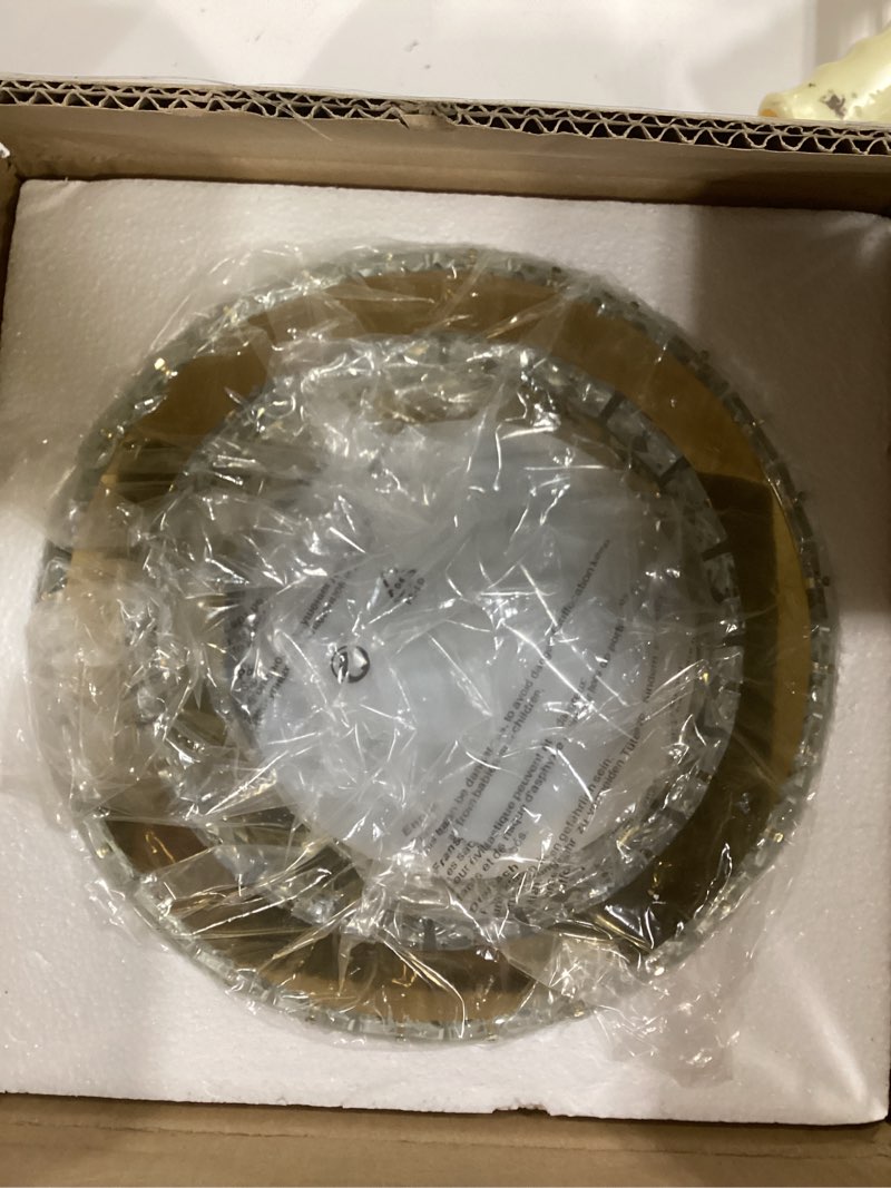 Condition photo showing New/Like New for Crystal Gold Flush Mount Ceiling Light Fixture,Dimmable LED 5CCT 3000K-6000K Chandelier,11 Inch Modern Small 24W Round Lighting Fixtures for Kitchen Hallway Foyer Laundry Room Gold 11 INCH