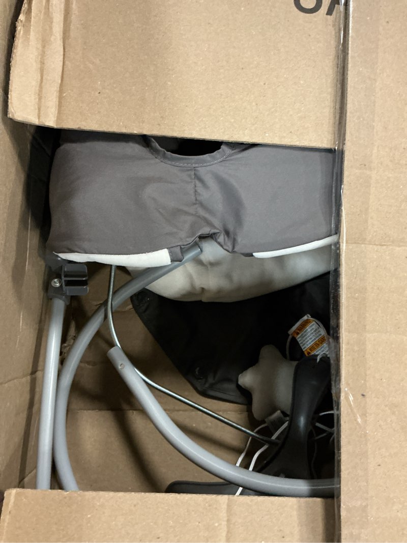 Condition photo showing As Is for graco simple sway baby swing, side?to?side sway, infant swing with 6 speeds, vibration, abbington