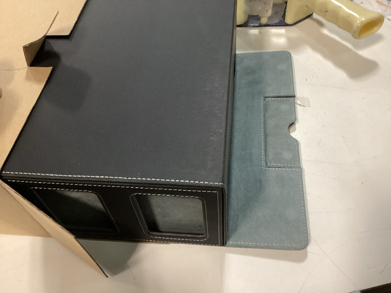 Condition photo showing Good Condition for trading card storage box with handle, 5-row portable leather game case for 4000+ cards,grey card collection box with commander display window for mtg, yugioh, and sports cards gifts for card collector