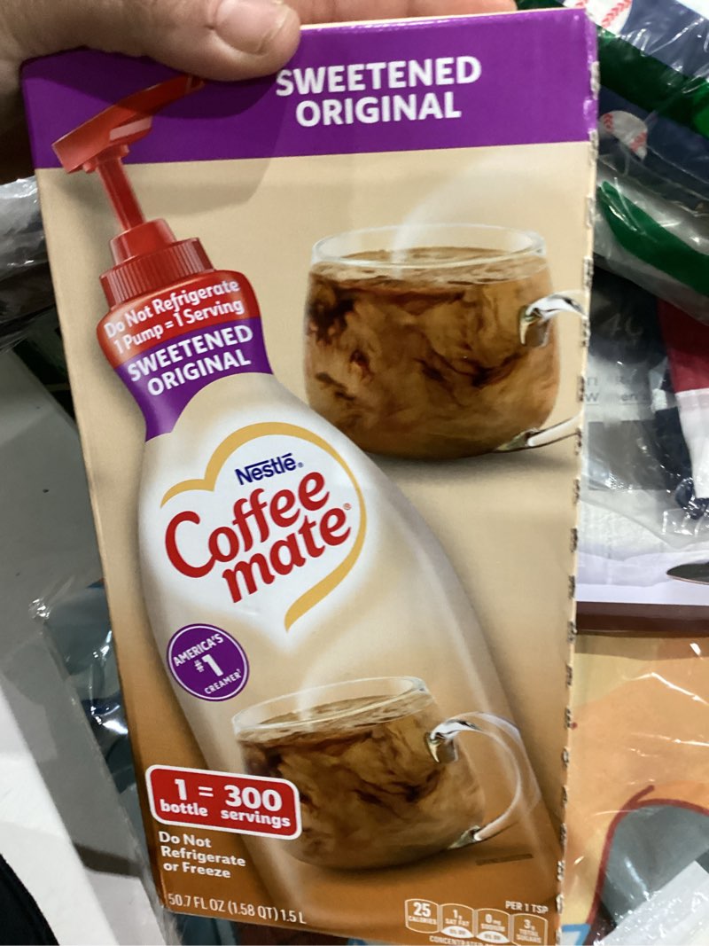 Condition photo showing New/Like New for Coffee Mate Sweetened Original Liquid Coffee Creamer  Bulk Coffee Creamer Pump Bottle  50.7 Oz