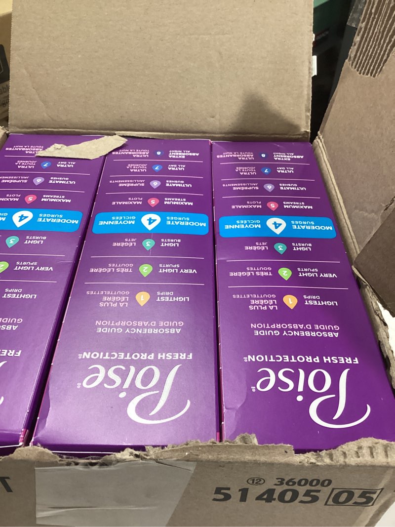 Condition photo showing Good Condition for poise ultra thin incontinence pads & postpartum pads for bladder leaks, 4 drop moderate absorbency, regular length, 144 count, packaging may vary