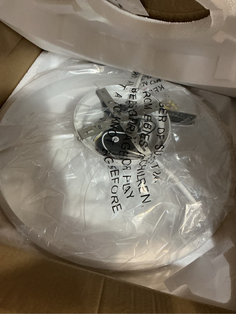 Condition photo showing Good Condition for volisun low profile ceiling fans with lights and remote, 19.7in fandelier ceiling fan flush mount, 3000k-6500k smart bladeless led fan light, white modern ceiling fans with lights for bedroom white 19.7 inch