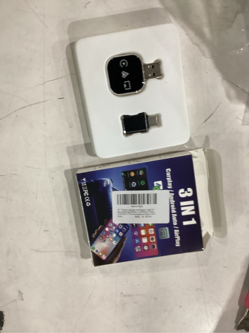 Condition photo showing New/Like New for wireless carplay mirror link adapter for apple 3 in 1 bluetooth mirroring ios phone to car screen adapter 2026 wired to wireless portable usb car play screen connector for iphone to watch movies
