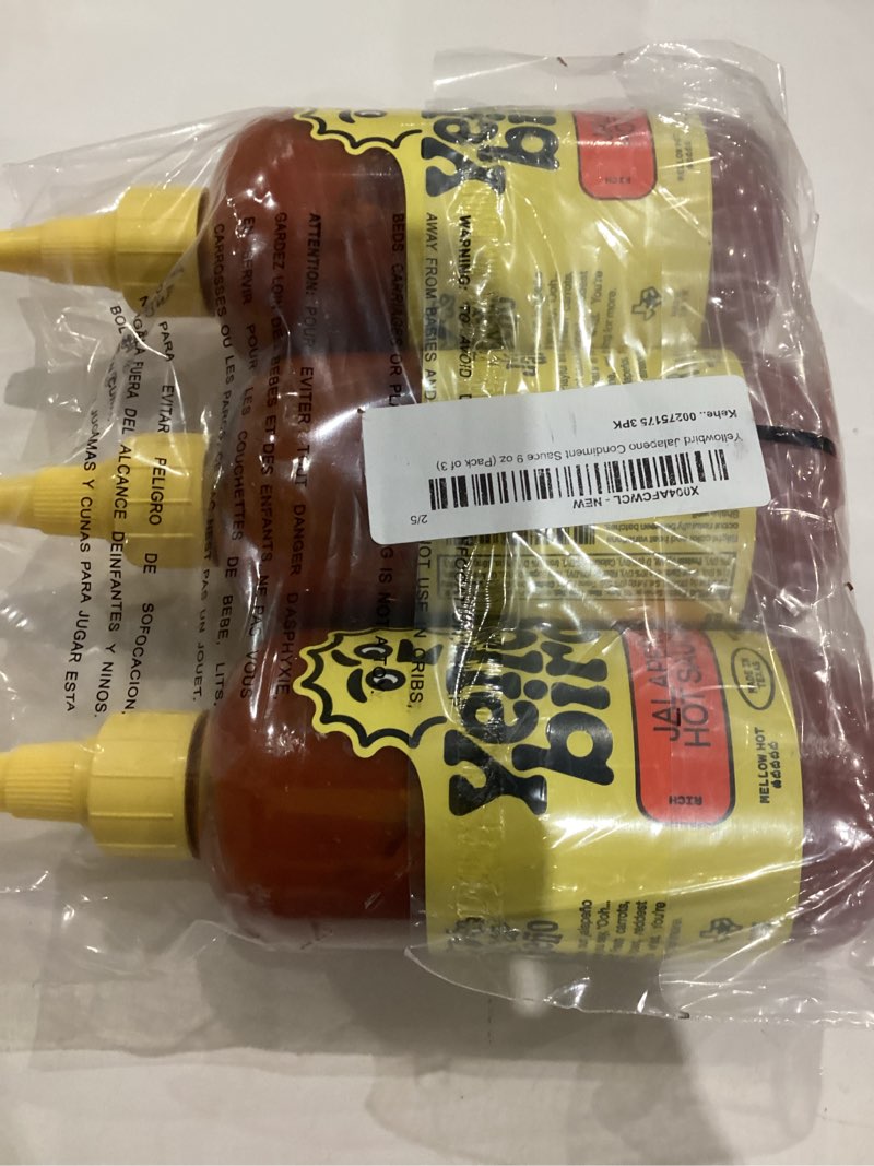 Condition photo showing New/Like New for Yellowbird Jalapeno Condiment Sauce 9 oz (Pack of 3)