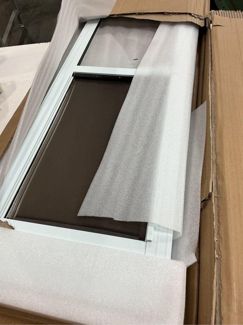 Condition photo showing Good Condition for dog door for sliding glass door, adjustable height 75 3/5" to 80", aluminum frame sliding door dog door insert, suitable for large dogs up to 75 lbs(large,white) white large