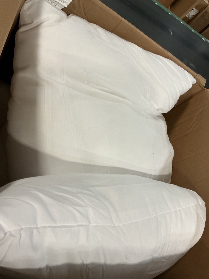 Condition photo showing As Is for EDOW Throw Pillow Insert, Set of 2 Down Alternative Polyester Square Form Decorative Pillow, Cushion,Sham Stuffer. (White, 18x18) 18"x18"