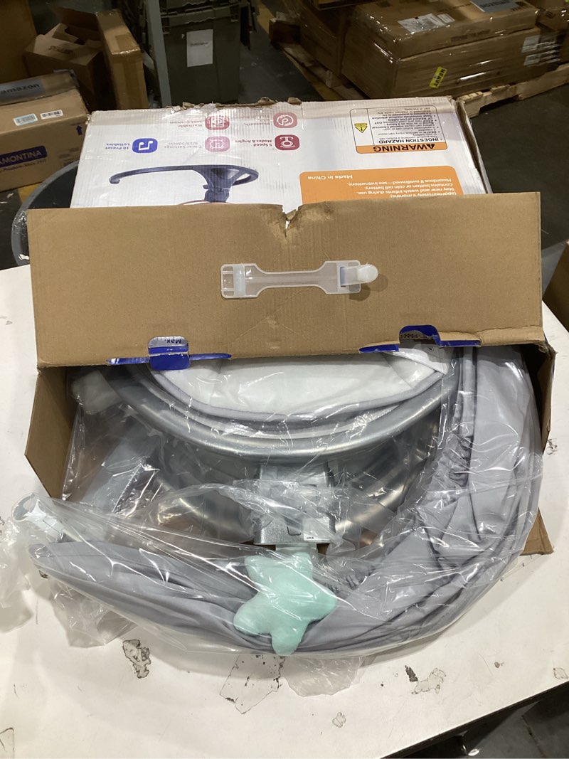 Condition photo showing New/Like New for LAREX Baby Swing to Toddler Electric Infant Swing Portable for Newborn Boy Girl, 5 Sway Speeds with Remote Control, 12 Preset Melodies and Bluetooth, 0-6 Months Max 20 Lbs (2024 Model-Sliver)
