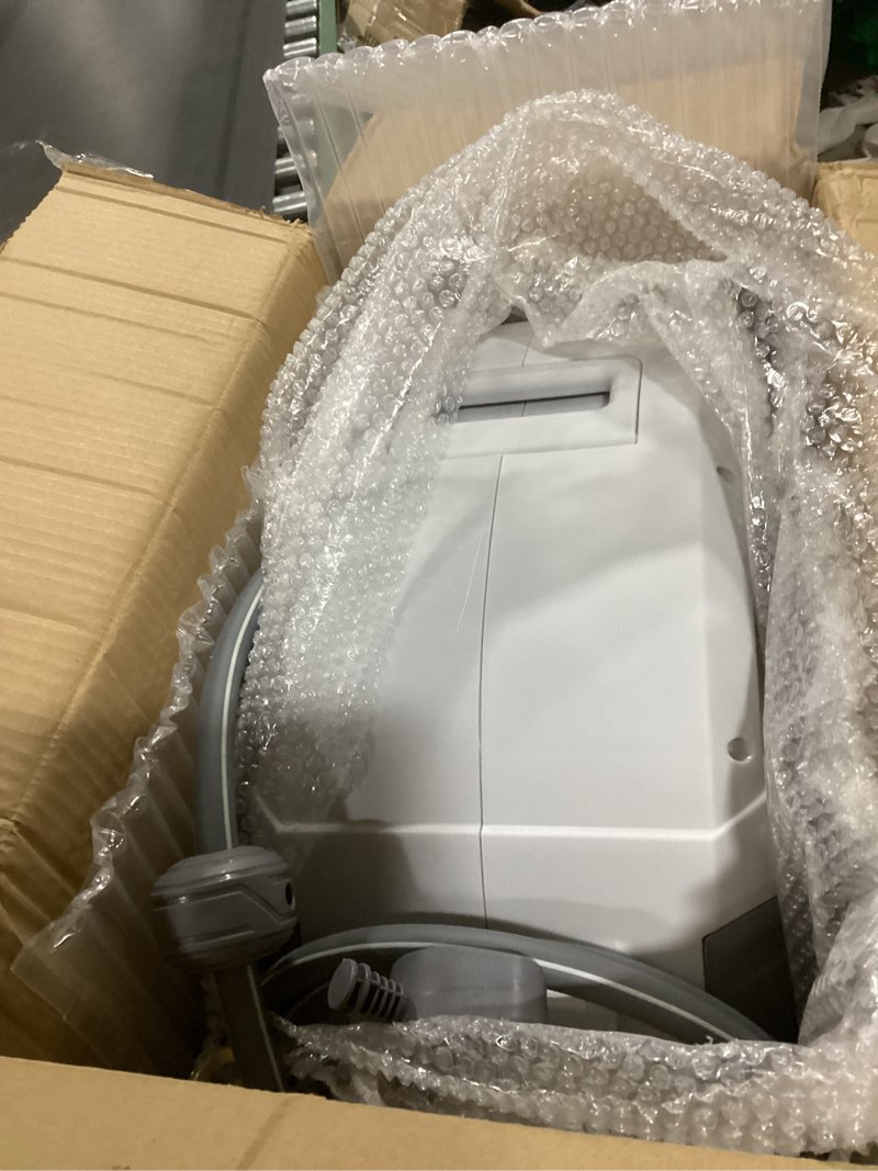 Condition photo showing New/Like New for ayleid retractable garden hose reel,1/2 in x 100 ft wall mounted hose reel, with 9- function sprayer nozzle, any length lock/slow return system/wall mounted/180°swivel bracket (gray) 100ft light gray