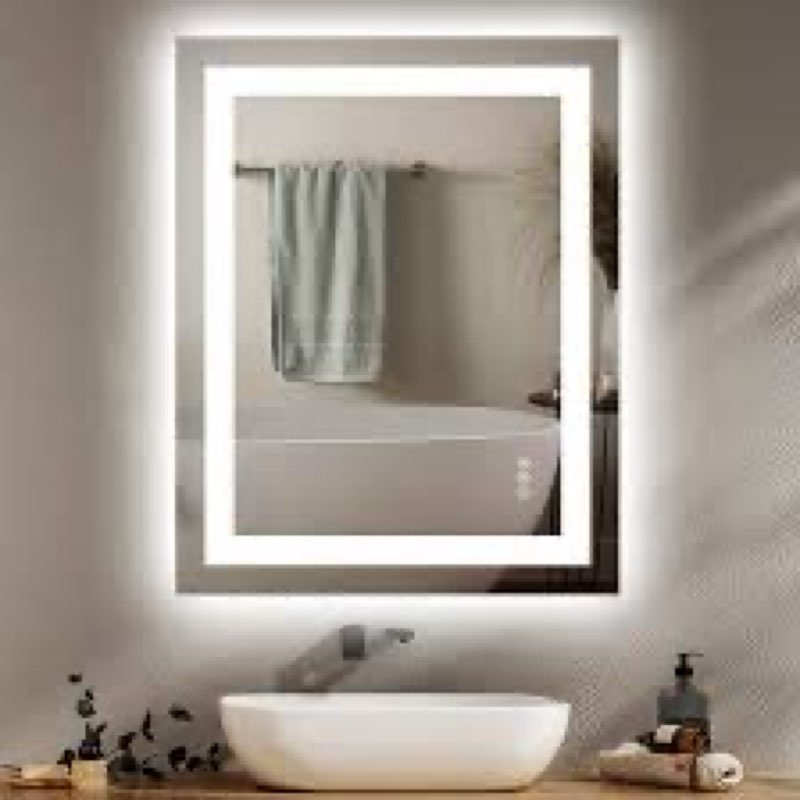 WISSMIELS 24"x30" LED Bathroom Mirror with Lights, Anti-Fog, Backlit + Front Lit, Dimmable, Led Vani