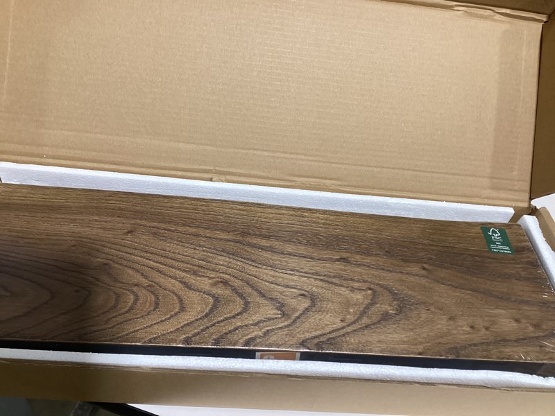 Condition photo showing New/Like New for live edge floating shelves set of 2, 24 inch solid elm wood wall shelves - invisible bracket mount for living room, bedroom, kitchen, bathroom | vintage rustic decor smoke vintage live edge, 24"l, 2packs