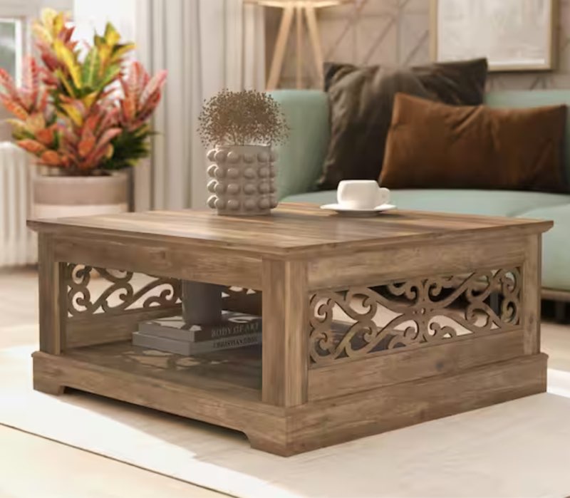 Questions and Answers for GALANO Heron Mission 34.8 in. Knotty Oak Brown Square Wood Top Coffee Table