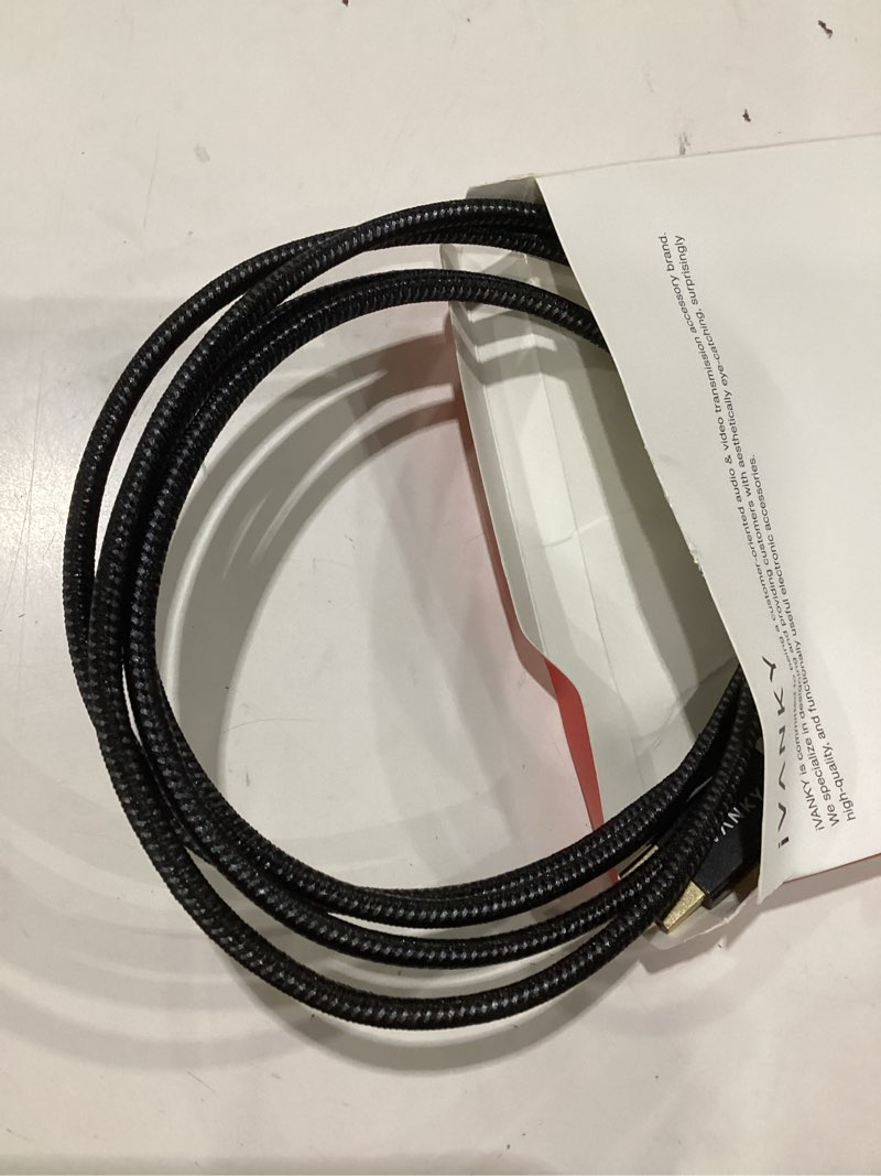 Condition photo showing As Is for ivanky 8k displayport cable 1.4, vesa certified dp cable 6.6ft (8k@60hz, 4k@144hz, 2k@240hz)hbr3 support 32.4gbps, hdr, hdcp 2.2, freesync g-sync, braided display port for gaming monitor, graphics, pc 6.6 feet 8k-1 pack black