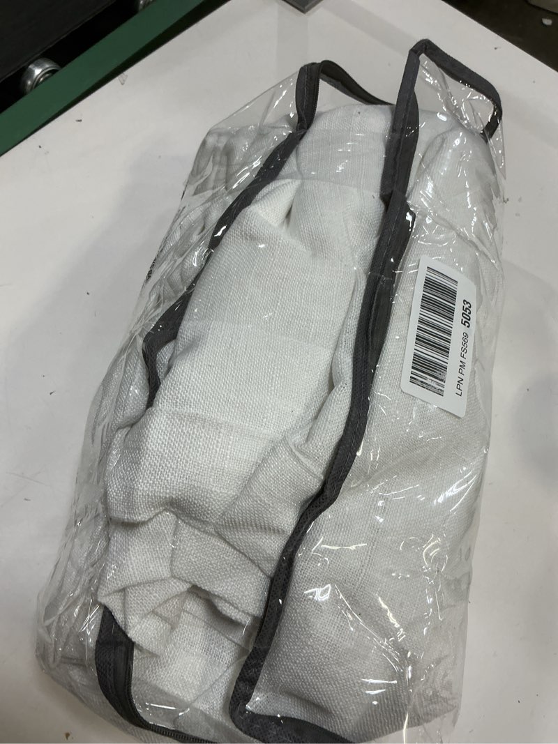 Condition photo showing As Is for Beige White Pinch Pleated Linen Curtains 102 Inches Long 60 Inch Width Linen Blend Light Filtering Window Curtains 102 Inch for Living Room Bedroom Patio Pinch Pleat Drapes Hooks Rings 1 Panel 60x102 Beige White 60"W x 102"L (Pack of 1)