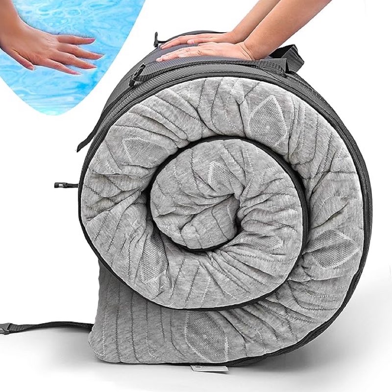 (SIMILAR)Roll Up Travel Mattress, CertiPUR-US Cooling Gel Infused Memory Foam Sleeping Pad, Portable Foldable Floor Mat for Camping, Car & Bed Topper w/Waterproof Cover, Carry Bag | Kids, Cot