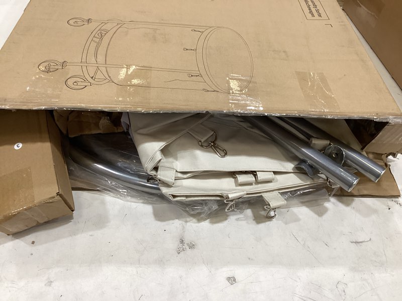 Condition photo showing Good Condition for songmics 50.2-gallon (190 l) laundry basket with wheels, rolling round heavy-duty laundry hamper cart with steel frame and removable bag, 2 locking wheels, cream white and metallic silver urls01mz cream white + metallic silver 190 l (1-section)