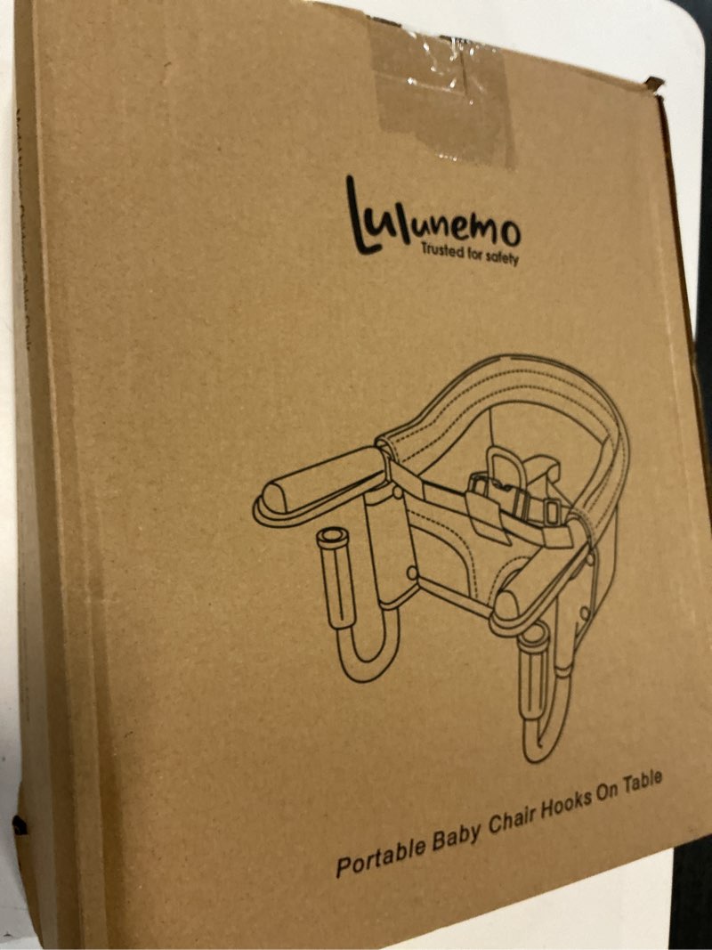 Condition photo showing New/Like New for hook on high chair,portable foldable high chair for babies 6-36 months, includes storage bag (black)