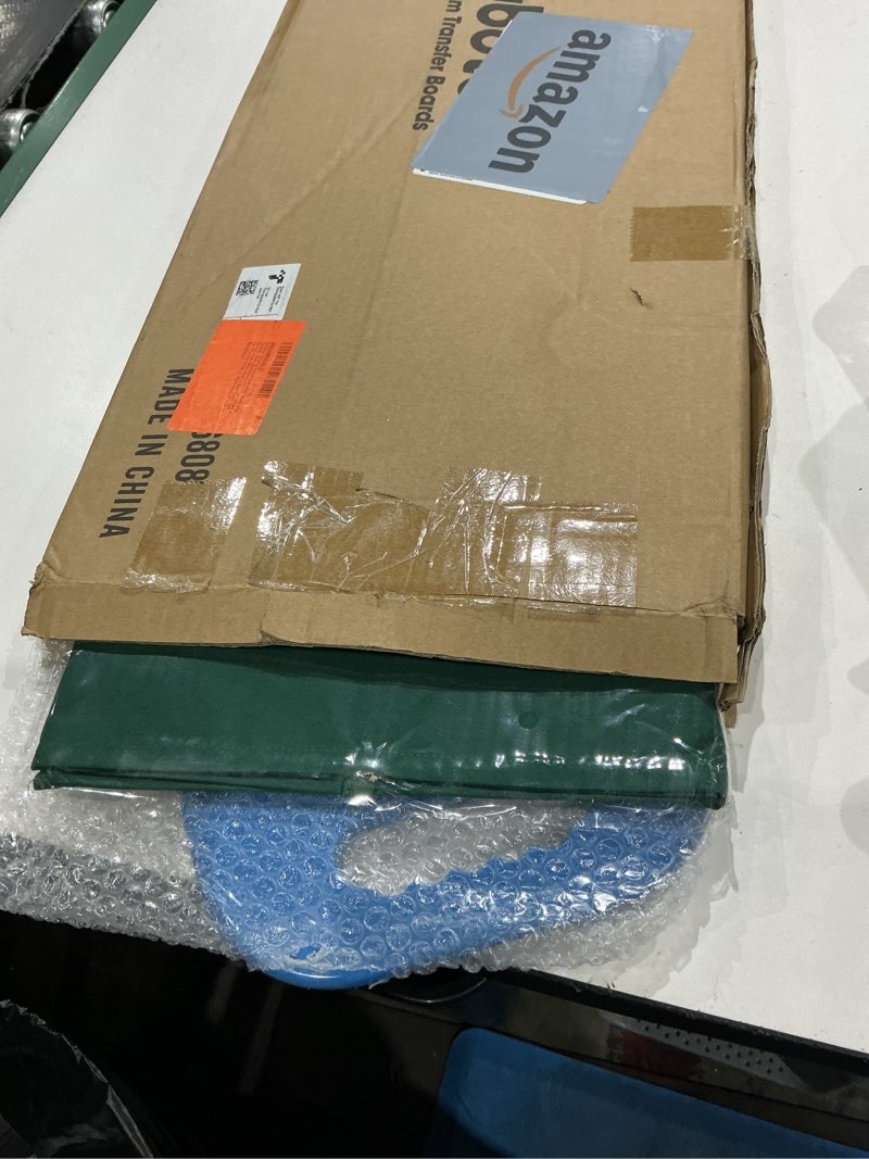 Condition photo showing As Is for transfer board with slide sheet, fsa eligible, slide assist device for transferring or seniors from wheelchair to bed, toilet, tub, car (transfer board + slide sheet?28"x28"?)